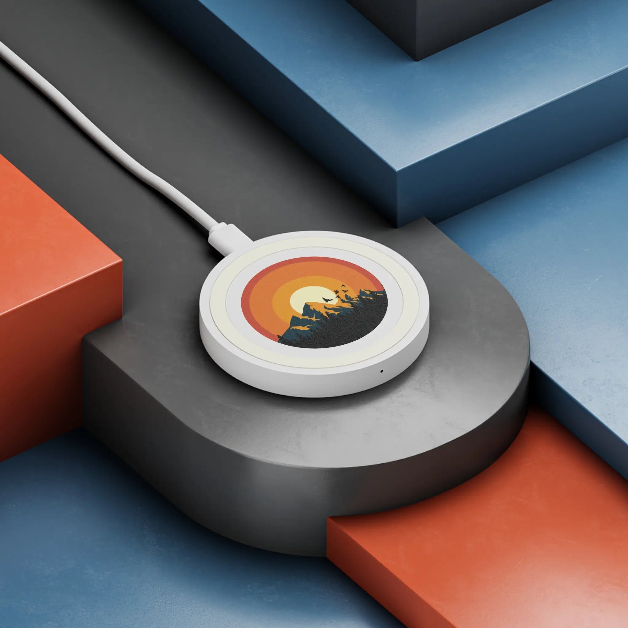 Quake Wireless Charging Pad - Sunset Mountain Design, Eco-Friendly Tech Accessory - Cosy Corner